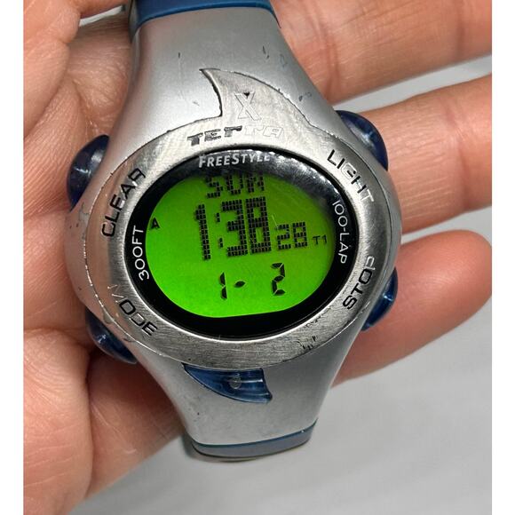 Freestyle Model 634 Silver Blue 100 Lap St. Steel Women's Sports Watch - Picture 1 of 8